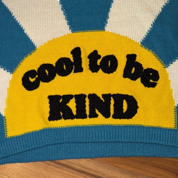 Finding Foxtale Kids Sweater Teal Blue Cool to be Kind Graphic Size 10 Sun NWT - Picture 2 of 6